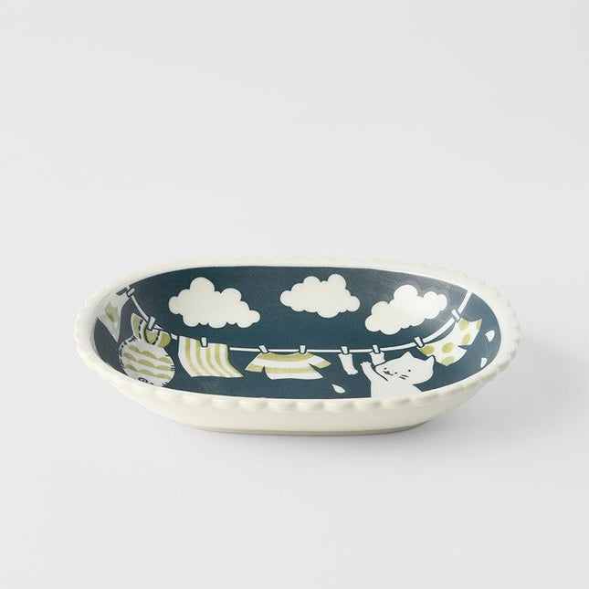 Bowl Oval 22.8cm Cat Clothes.