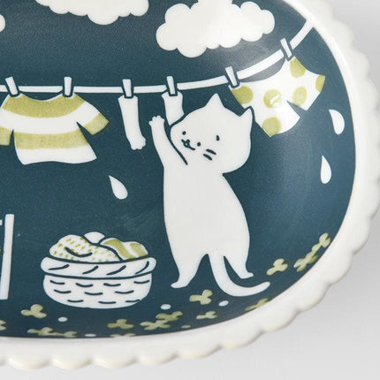 Bowl Oval 22.8cm Cat Clothes.