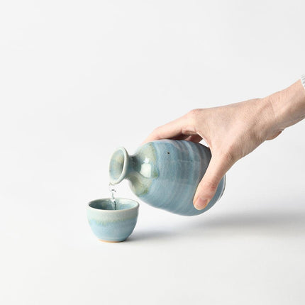 Sake Jug 280ml Crazed Blue Glaze.