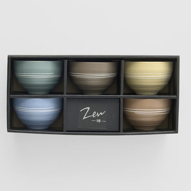 Bowl Set 5pcs 250ml Pastel Glazes.