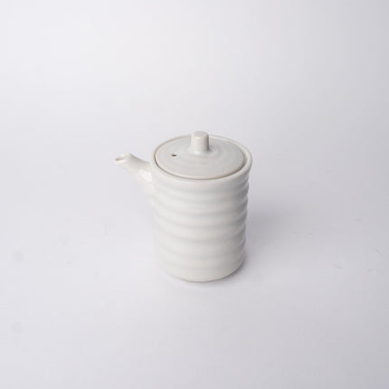 Soy Pot Ribbed 170ml White Glaze.