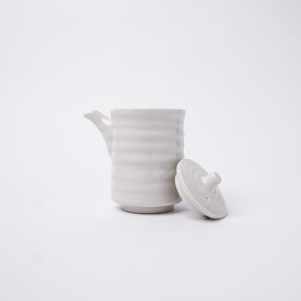 Soy Pot Ribbed 170ml White Glaze.