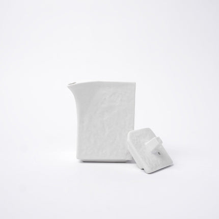 Soy Pot Squared 150ml Textured White Glaze.
