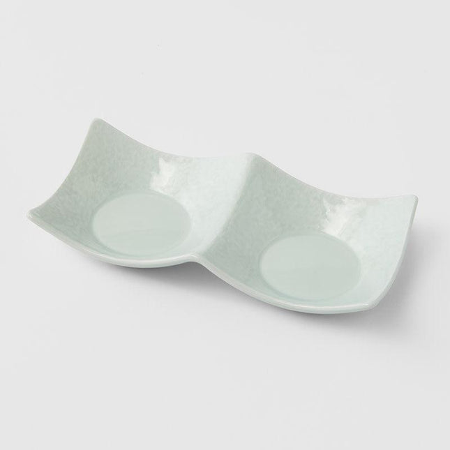 Two Section Sauce Dish Spearmint Glaze.