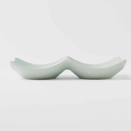 Two Section Sauce Dish Spearmint Glaze.