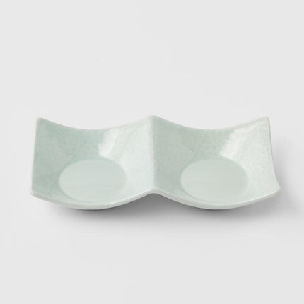 Two Section Sauce Dish Spearmint Glaze.