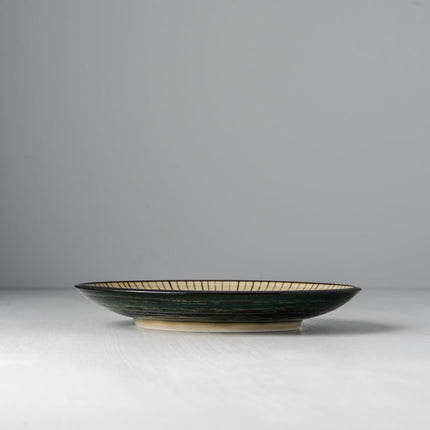 Side Plate 19cm Green Converging Line Glaze.