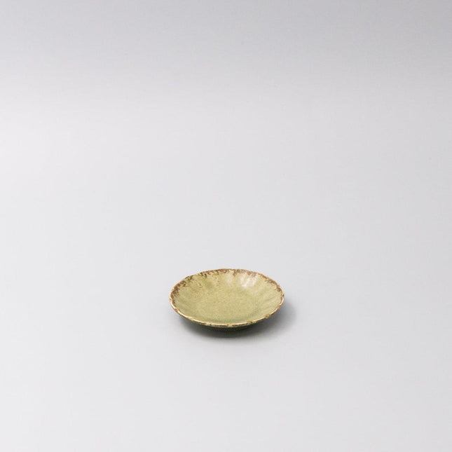 Sauce Dish 8cm Scallop Lime Fade Glaze.