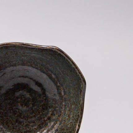 Bowl with Handle 13cm Navy Speckle Glaze.