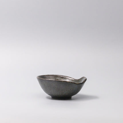 Bowl with Handle 13cm Navy Speckle Glaze.