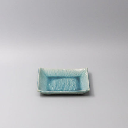 Plate Square 17cm Crackle Turquoise Glaze.