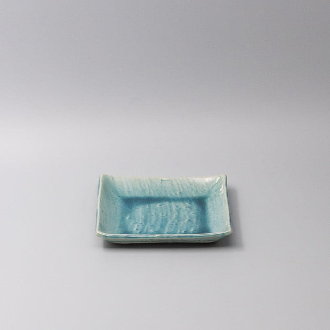 Plate Square 17cm Crackle Turquoise Glaze.