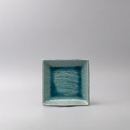 Plate Square 17cm Crackle Turquoise Glaze.