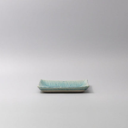 Plate Square 17cm Crackle Turquoise Glaze.