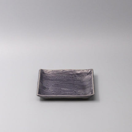 Plate Square 17cm Crackle Amethyst Glaze.