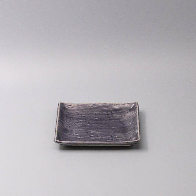 Plate Square 17cm Crackle Amethyst Glaze.