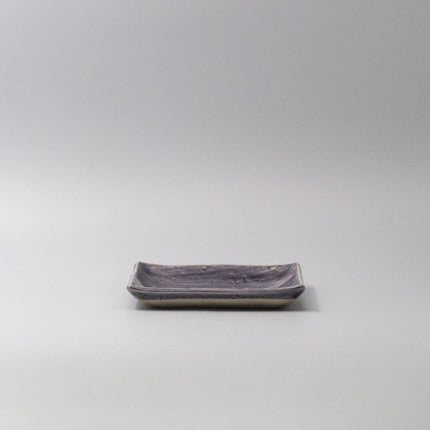 Plate Square 17cm Crackle Amethyst Glaze.