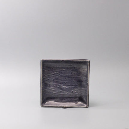 Plate Square 17cm Crackle Amethyst Glaze.