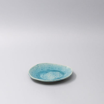 Plate Oval 15cm Crackle Turquoise Glaze.
