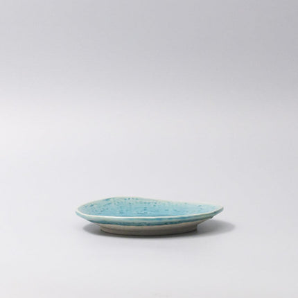 Plate Oval 15cm Crackle Turquoise Glaze.