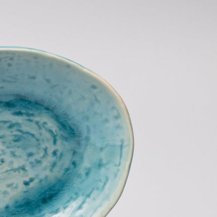 Plate Oval 15cm Crackle Turquoise Glaze.