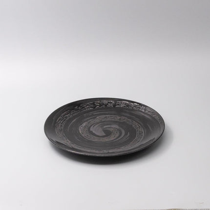 Dinner Plate 28cm Gunmetal Swirl Glaze.