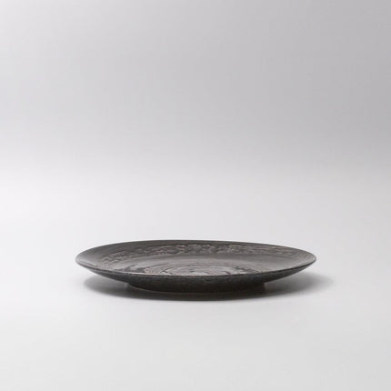 Dinner Plate 28cm Gunmetal Swirl Glaze.