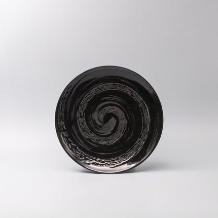 Dinner Plate 28cm Gunmetal Swirl Glaze.