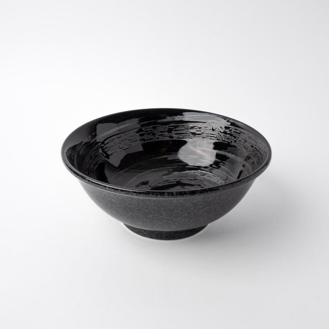 Udon Bowl Fluted 19.5cm Gunmetal Swirl Glaze.