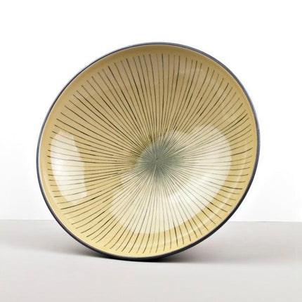 Serving Bowl 28cm Green Converging Line Glaze.