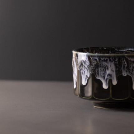 Matcha Tea Bowl 11cm Green with White drip.