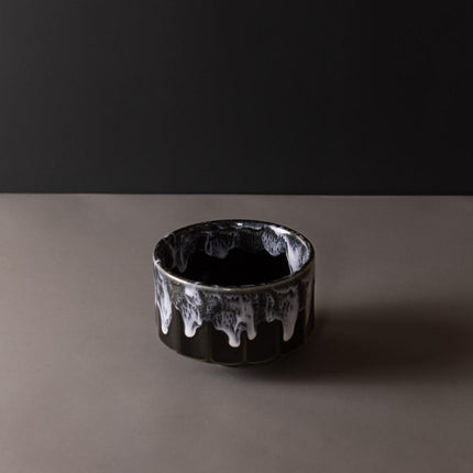 Matcha Tea Bowl 11cm Green with White drip.