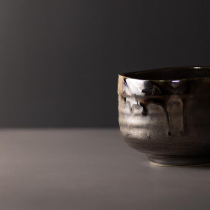 Matcha Tea Bowl 11.5cm Metallic Black.