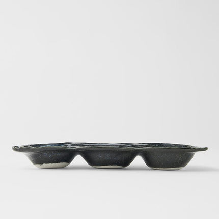 Edamame Triple Pod Dish 200ml Indigo Blue.
