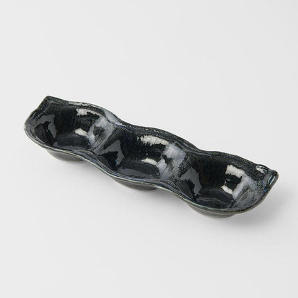 Edamame Triple Pod Dish 200ml Indigo Blue.