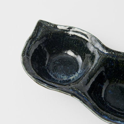 Edamame Triple Pod Dish 200ml Indigo Blue.