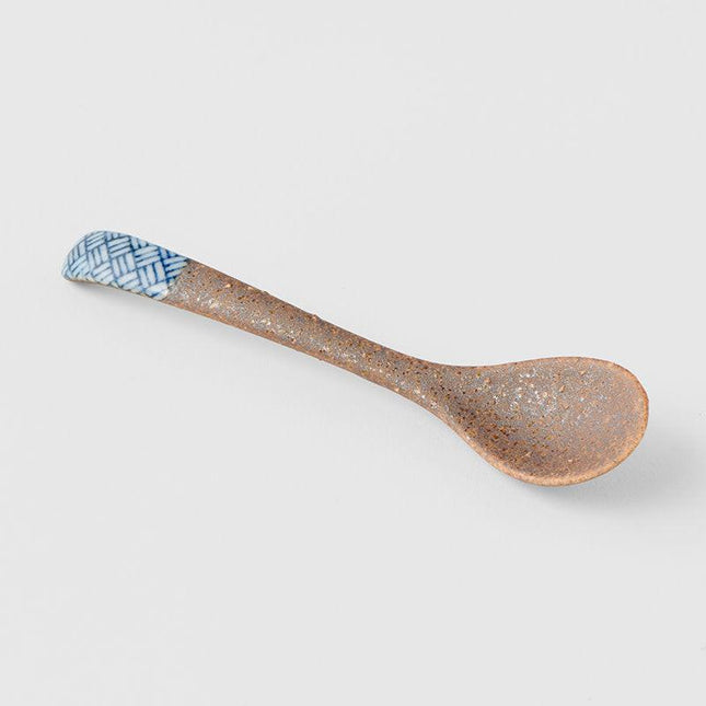 Spoon Small Bisque Indigo Basketweave.