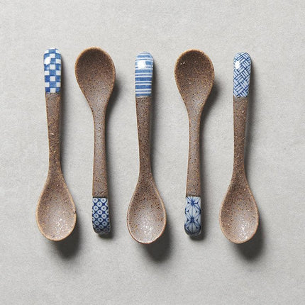 Spoon Small Bisque Indigo Asanoha.