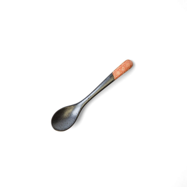 Small Black Spoon 12.5cm Peach Asanoha.