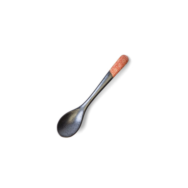 Small Black Spoon 12.5cm Red Asanoha.