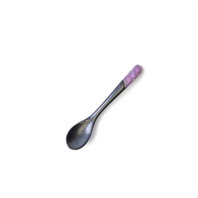 Small Black Spoon 12.5cm Purple Asanoha.