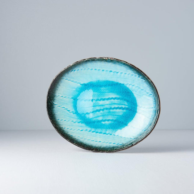 Plate Oval 24x20cm Sky Blue Glaze.