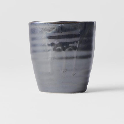 Sushi Mug 325ml Metallic Black Drip Glaze.