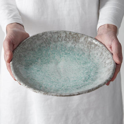 Plate Oval 25cm Aqua Splash Glaze.