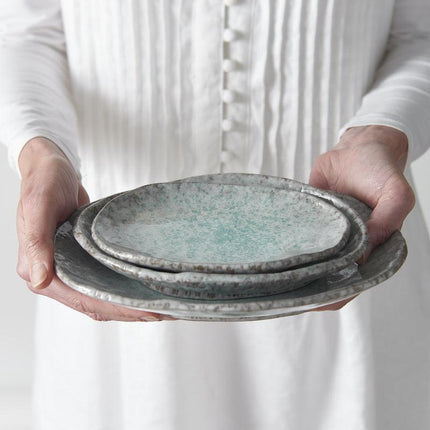 Plate Oval 25cm Aqua Splash Glaze.