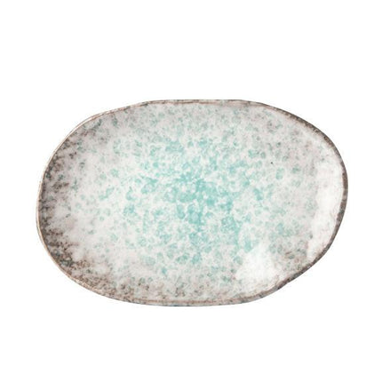 Plate Oval 17x11cm Aqua Splash Glaze.