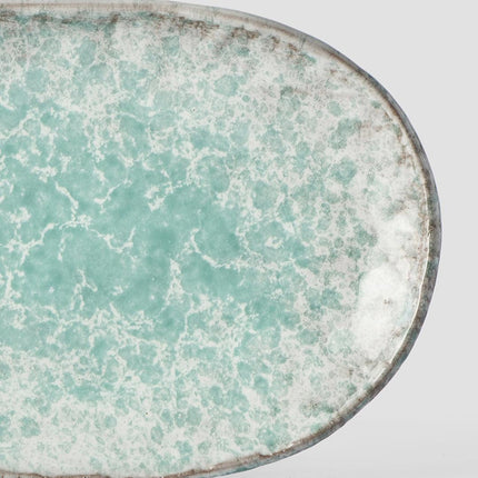 Plate Oval 17x11cm Aqua Splash Glaze.