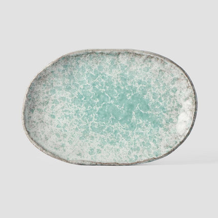 Plate Oval 17x11cm Aqua Splash Glaze.