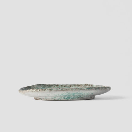 Plate Oval 17x11cm Aqua Splash Glaze.