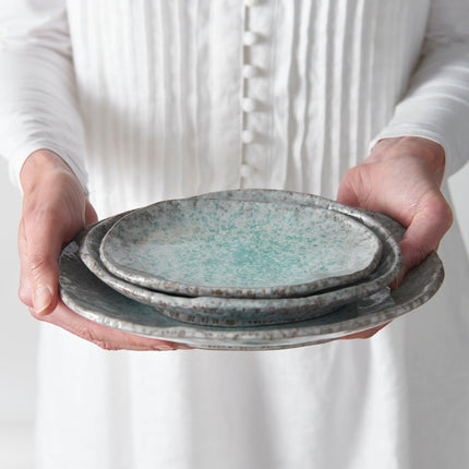 Plate Oval 17x11cm Aqua Splash Glaze.